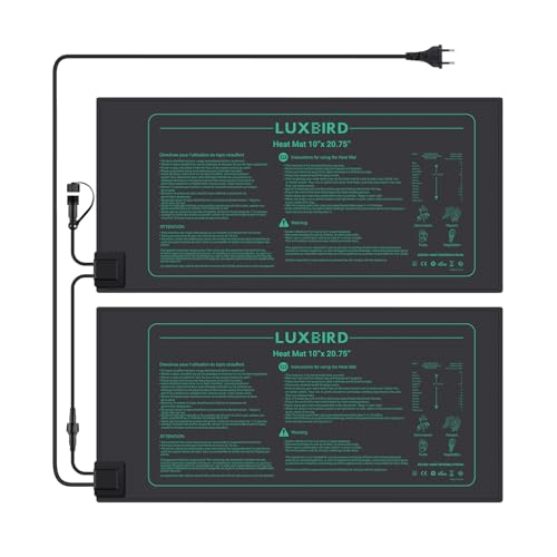 Luxbird Heizmatte Wärmematte für Sämling Germination, 2 Stück Heizmatten, Eins-zu-viele-Steuerung, Zimmergewächshaus Wärmematte, 21Watt, IP67 Wasserdicht, 52.7x25.4cm von Luxbird