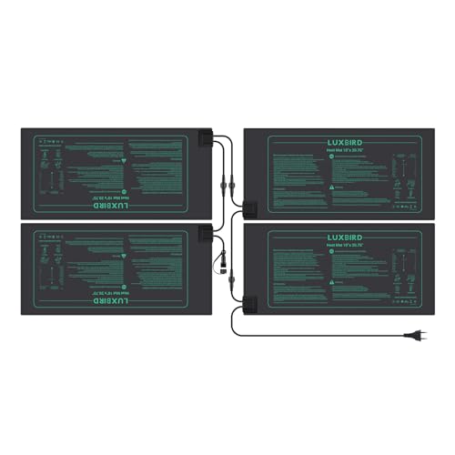 Luxbird Heizmatte Wärmematte für Sämling Germination, 4 Stück Heizmatten, Eins-zu-viele-Steuerung, Zimmergewächshaus Wärmematte, 21Watt, IP67 Wasserdicht, 52.7x25.4cm von Luxbird