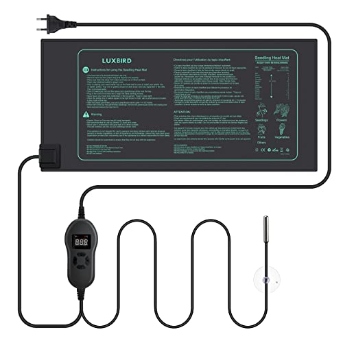 Luxbird Heizmatte mit Thermostat, Timing-Funktion, heizmatten Pflanzen, Zimmergewächshaus Wärmematte, IP67 heizmatte Wasserdicht, 52.7x25.4cm, 30Watt von Luxbird