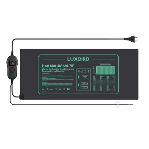 Luxbird Heizmatte mit Thermostat, Zimmergewächshaus Wärmematte für Sämling Germination Gewächshaus, 150 Watt, IP67 Wasserdicht, 121,9 x 52,7 cm von Luxbird