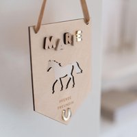 Wimpel Kinderzimmer Pferde - Pferde Freundin Wanddeko Kinderzimmerdeko Türschild Deko Name von LuxboxKids