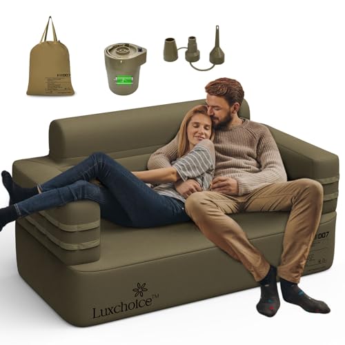 Luxchoice Aufblasbares Sofa Camping Luftsofa Camping Aufblasbar Couch Inflatable Outdoor Air Sofa mit Rücken Armlehne und Tragbare Pump von Luxchoice