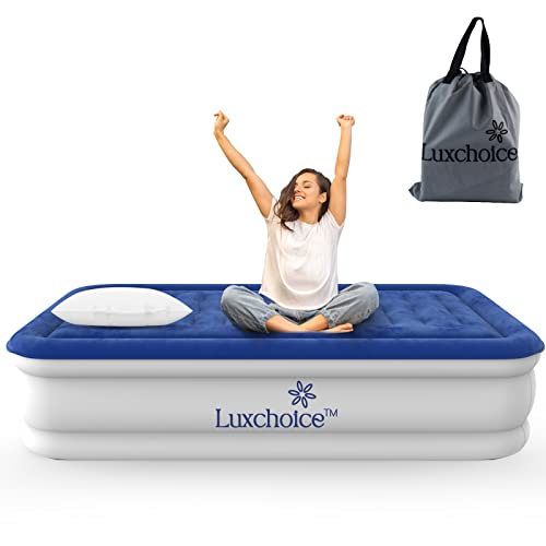 Luxchoice Luftbett 1 Person Luftmatratze Selbstaufblasend Luftbetten Aufblasbare Matratze Gästebett mit Eingebauter Pumpe für Gäste Camping oder Heimgebrauch von Luxchoice