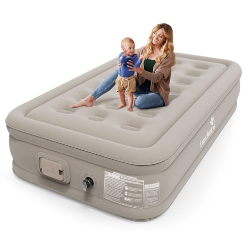 Luxchoice Luftbett 1 Personen Luftmatratze Selbstaufblasend mit Tragbare Pump und Anti-Verschleiß und Anti-Lärm Premium Fabric Aufblasbare Matratze Gästebett für Camping oder Heimgebrauch von Luxchoice