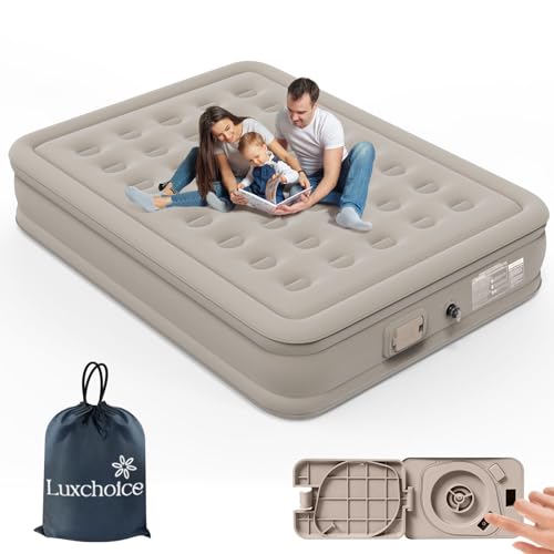 Luxchoice Luftbett 2 Personen Luftmatratze Selbstaufblasend mit Tragbare Pump und Anti-Verschleiß und Anti-Lärm Premium Fabric Aufblasbare Matratze Gästebett für Camping oder Heimgebrauch von Luxchoice