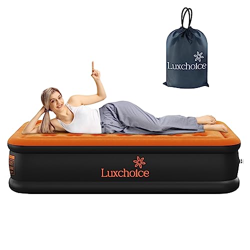 Luxchoice Luftbett Luftmatratze Selbstaufblasend 1 Person mit Integrierter Elektrischer Pumpe Premium Gästebett Aufblasbare Matratze für Camping oder Heimgebrauch von Luxchoice