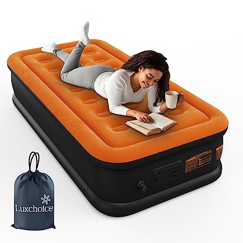 Luxchoice Luftbett Luftmatratze Selbstaufblasend 1 Person mit Integrierter Elektrischer Pumpe Premium Gästebett Aufblasbare Matratze für Camping oder Heimgebrauch von Luxchoice