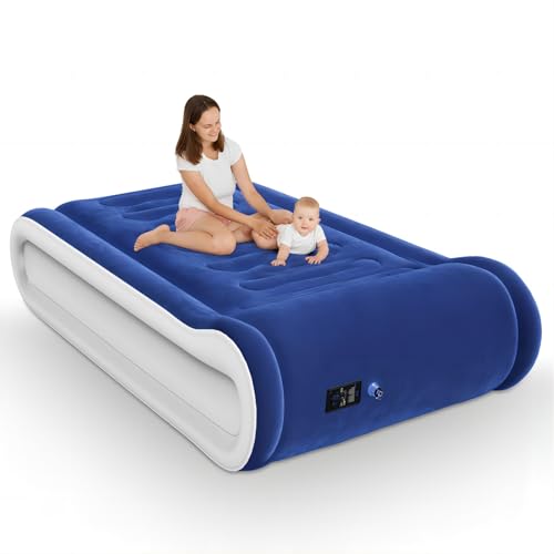 Luxchoice Luftbett Selbstaufblasend Luftmatratze mit Eingebautem Kopfkissen und Integrierter Elektrischer Pumpe Tragbar Gästebett Aufblasbare Matratze 1 Person für Camping Reisen Innenbereich Air Bed von Luxchoice