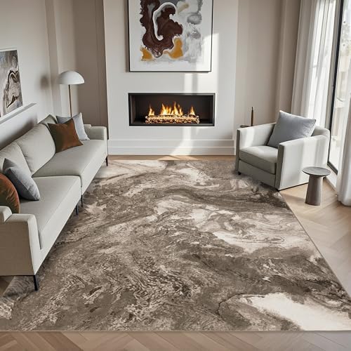 Luxcrest Abstrakte Teppiche, 12,7 x 17,8 cm, modern, waschbar, für Wohnzimmer, Schlafzimmer, Esszimmer, Innenbereich, dünner, niedriger Flor, rutschfest, großer Teppich, Beige Braun Luxcrest Abstrakte Teppiche, 12,7 x 17,8 cm, modern, waschbar, für Wohnzimmer, Schlafzimmer, Esszimmer, Innenbereich, dünner, niedriger Flor, rutschfest, großer Teppich, Beige Braun von Luxcrest
