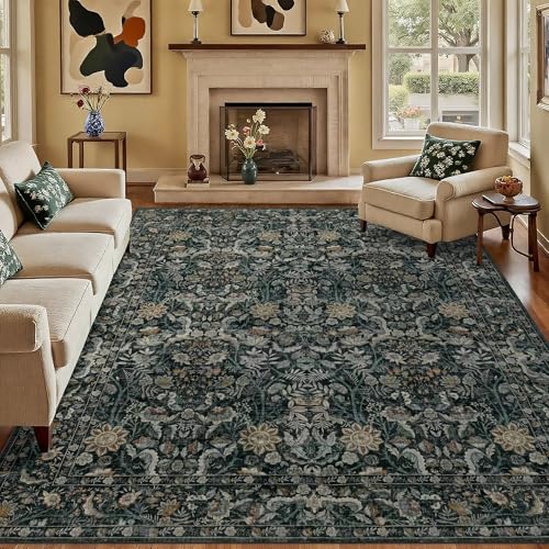 Luxcrest Grüner Teppich, 20,3 x 25,4 cm, Vintage-Blumenmuster, waschbar, für Wohnzimmer, Schlafzimmer, Esszimmer, weich, rutschfest, schmutzabweisend, niedriger Florteppich unter Küchentisch, Büro Luxcrest Grüner Teppich, 20,3 x 25,4 cm, Vintage-Blumenmuster, waschbar, für Wohnzimmer, Schlafzimmer, Esszimmer, weich, rutschfest, schmutzabweisend, niedriger Florteppich unter Küchentisch, Büro von Luxcrest