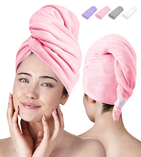 Mikrofaser Haarhandtuch Wrap - Plüsch Mikrofaser Handtuch für Haare - Saugfähige Mikrofaser Haartücher für Frauen mit Gummiband 24x42 Ballett Pink von Luxe Beauty Essentials von Luxe Beauty Essentials