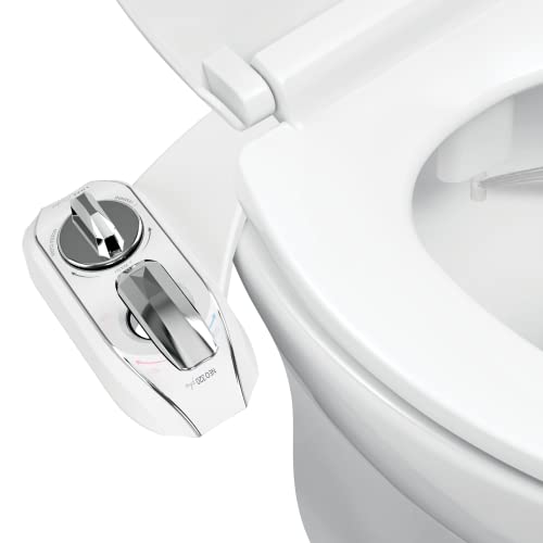 LUXE Bidet NEO 320 Plus – Warmwasser-Bidet-Toilettensitzaufsatz der nächsten Generation mit innovativen EZ-Lift-Scharnieren, Doppeldüsen und 360° Selbstreinigungsmodus (Chrom) von Luxe Bidet