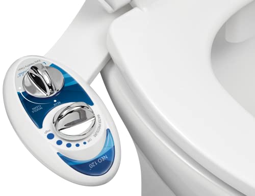 Luxe Bidet Neo 120 – Selbst Reinigung – Frische, Wasser ohne Elektrik Mechanische Bidet WC-Aufsatz (blau und weiß) von Luxe Bidet
