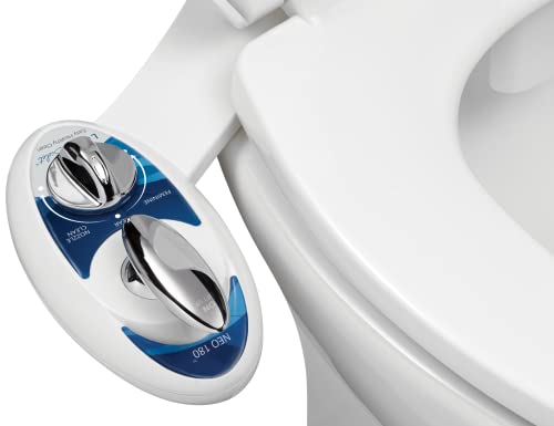 Luxe Bidet Neo 180 – Selbstreinigende Dual Düse – Frische, Wasser ohne Elektrik Mechanische Bidet WC-Aufsatz (blau und weiß) von Luxe Bidet