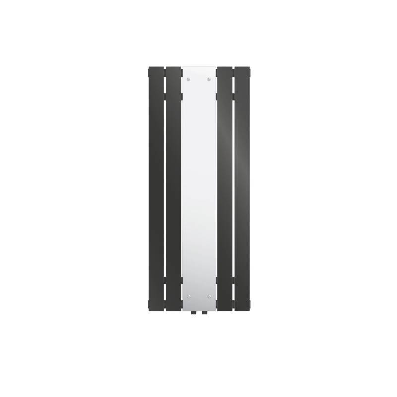 LuxeBath Badheizkörper Flach 1200x450 mm Anthrazit mit Spiegel Design Vertikal von LuxeBath