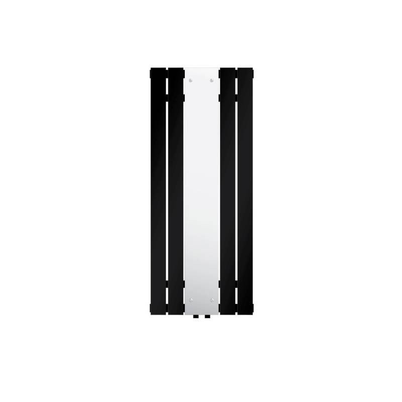 LuxeBath Badheizkörper mit Spiegel 1200x450mm Schwarz Anschlussarmatur Universal von LuxeBath