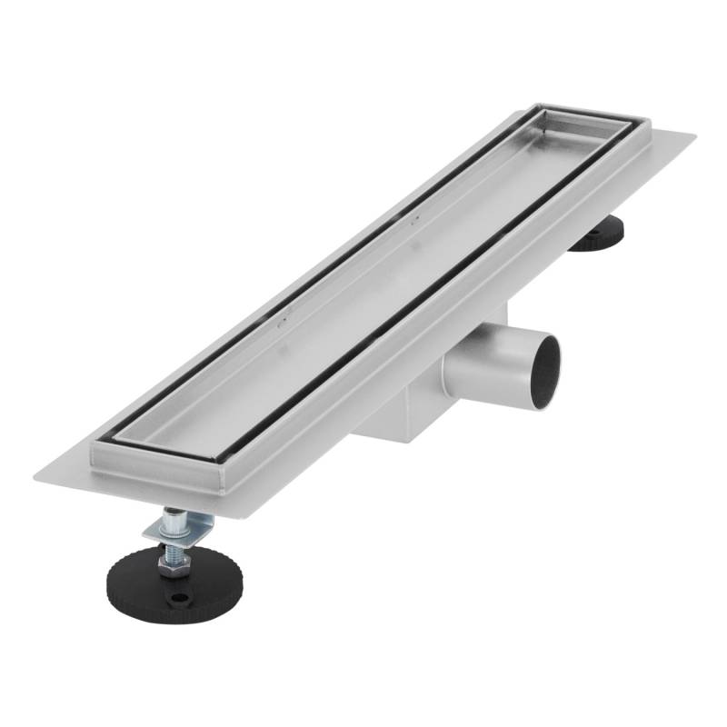 LuxeBath Duschrinne 50 cm 2in1 Befliesbar Extra Flach Silber Doppelseitige von LuxeBath