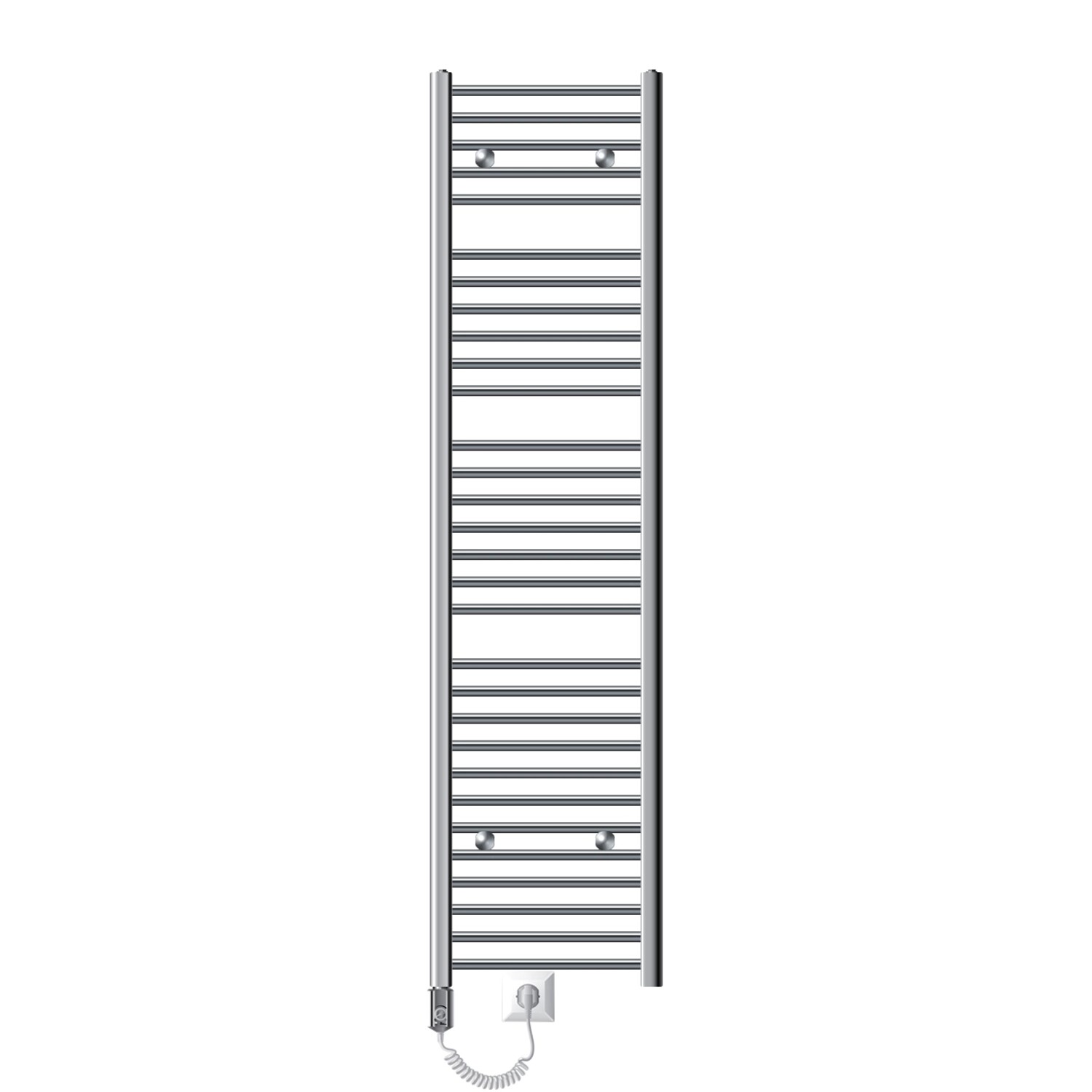 LuxeBath Elektrischer Badheizkörper Sahara 40x180cm Chrom Gebogen Heizstab 1200W von LuxeBath
