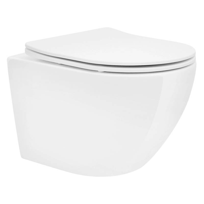 LuxeBath Wand Hänge WC Spülrandlos Weiß 49 cm mit Nano Beschichtung von LuxeBath