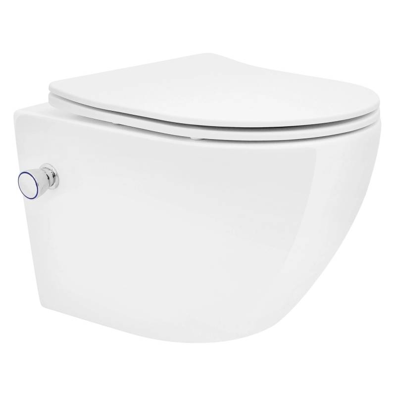 LuxeBath Wand WC Spülrandlos Weiß mit Bidet-Funktion Nano Beschichtung von LuxeBath