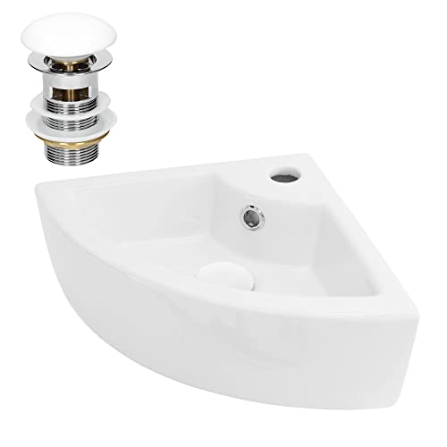 LuxeBath Waschbecken Eck Keramik Weiß 46x33x13cm eckig mit Ablaufgarnitur Weiß, Aufsatzwaschbecken, Eckwaschbecken mit Überlauf, Wandmontage, Hängewaschbecken Waschtisch Waschplatz Handwaschbecken LuxeBath Waschbecken Eck Keramik Weiß 46x33x13cm eckig mit Ablaufgarnitur Weiß, Aufsatzwaschbecken, Eckwaschbecken mit Überlauf, Wandmontage, Hängewaschbecken Waschtisch Waschplatz Handwaschbecken von LuxeBath