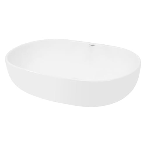 LuxeBath Waschbecken Keramik 600 x 420 x 145 mm oval, Weiß, Aufsatzwaschbecken für Badezimmer und Gäste-WC, Aufsatzbecken im modernen Design, Waschtisch Waschschale Waschplatz Handwaschbecken Becken LuxeBath Waschbecken Keramik 600 x 420 x 145 mm oval, Weiß, Aufsatzwaschbecken für Badezimmer und Gäste-WC, Aufsatzbecken im modernen Design, Waschtisch Waschschale Waschplatz Handwaschbecken Becken von LuxeBath