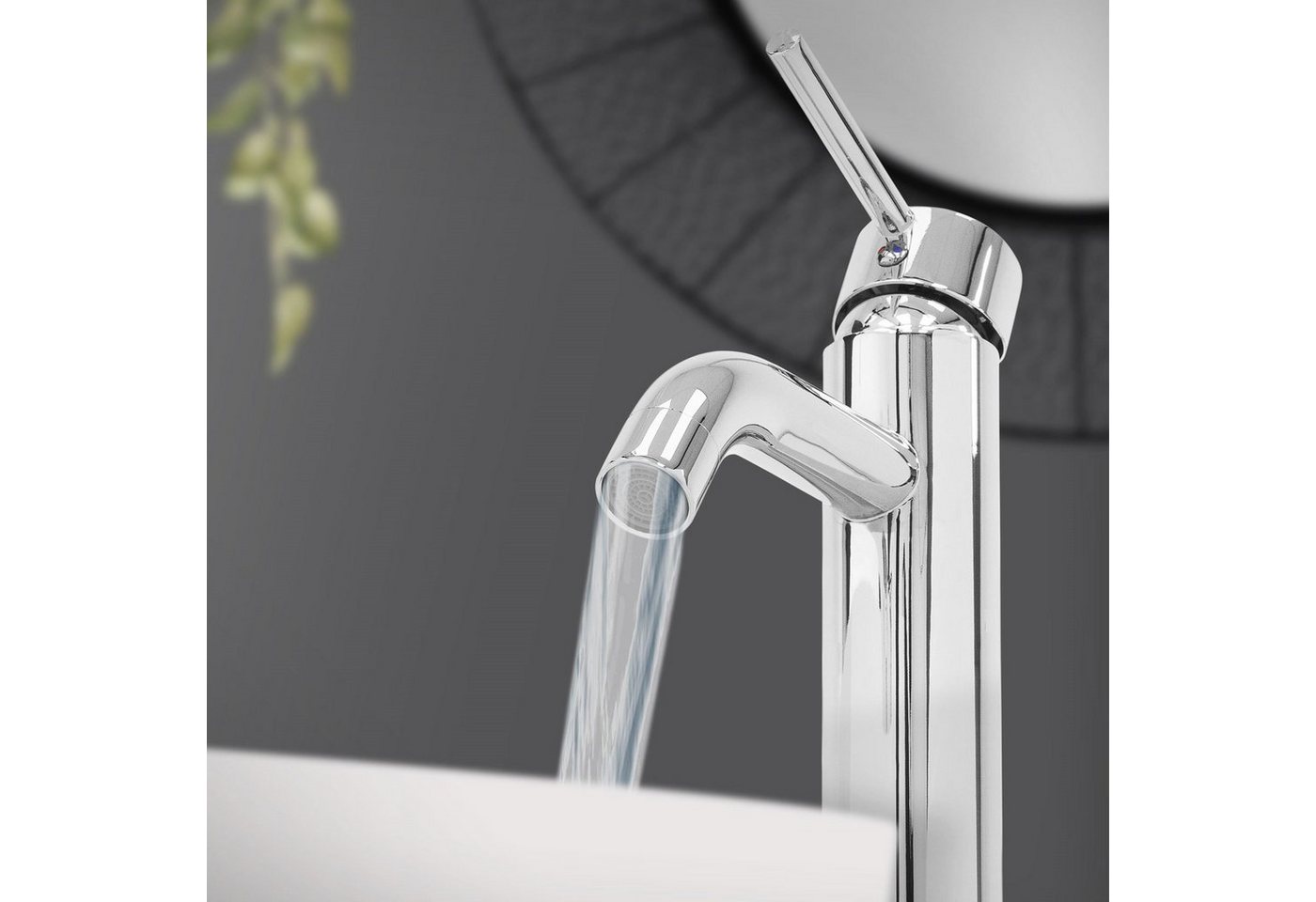 LuxeBath Waschtischarmatur Wasserhahn Mischbatterie Einhebelmischer Armaturen Chrom Messing Rund mit Zugstange von LuxeBath