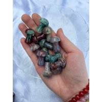 Ozean Jaspis Mini Pilz | Seejaspis Pilzschnitzerei, Leuchtende Schöne Farben, Orbicular Jaspis, Pastell Oj von LuxeCrystalsShop