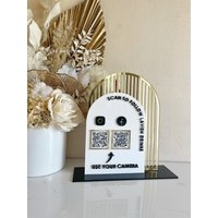 Das Gewölbte Acryl-Hochzeits-Qr-Schild, Freistehendes Code-Instagram-Acryl-Business-Zeichen von LuxeDecorByLisa1