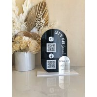 Das Ovale Acryl Moderne Qr Schild Freistehende Code Instagram Geschäftsschild von LuxeDecorByLisa1