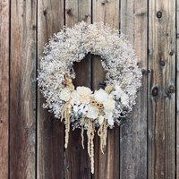 Weiß Gewaschen Getrocknete Blumen Kranz Urlaub Hochzeit Home Decor von LuxePetalsHomeDecor