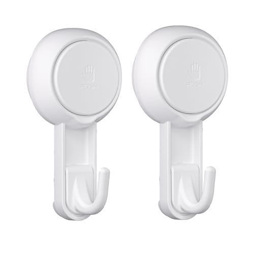 Luxear 2er-Set Saugnapf-Haken ohne Bohren, hochfest bis 3 kg, wiederverwendbar für Handtuch, Wand, Fenster, Glas, Fliesen, Küche, Badezimmer von Luxear