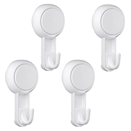 Luxear 4er-Set Saugnapf-Haken ohne Bohren, extra starke Haftung bis 3 kg, wiederverwendbare Saug-Haken für Handtuch, Wand, Fenster, Glas, Fliesen, Küche & Bad von Luxear