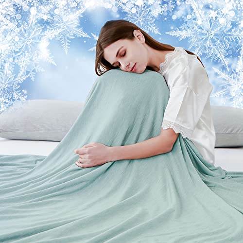 Luxear Selbstkühlende Decke, Arc-Chill Q-Max 0,5 Kühldecke, 2 in 1 Doppelseitige Dünne Sommerdecke Baumwolle, Kühlende Decke für Menschen Bettüberwurf Babydecke Kuscheldecke, 220 x 200cm-grün von Luxear