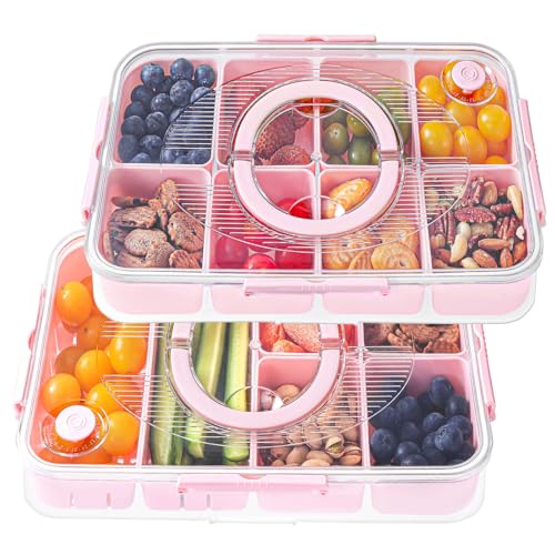 Luxear Snackbox mit 14 Fächern, 2 Set Snackteller mit Deckel und Griff, Wiederverwendbare Snackschale Kinder, Snackdose Organizer für Snacks Nüsse Obst Gewürze, für Party Trips, Spülmaschinenfest Luxear Snackbox mit 14 Fächern, 2 Set Snackteller mit Deckel und Griff, Wiederverwendbare Snackschale Kinder, Snackdose Organizer für Snacks Nüsse Obst Gewürze, für Party Trips, Spülmaschinenfest von Luxear