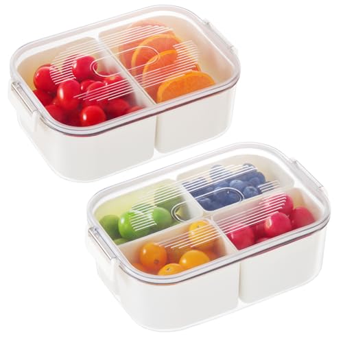 Luxear Snackbox mit 6 Fächern, 2 Set Snackschale Kinder, Snackteller mit Deckel, Wiederverwendbare Portable Snack Box Snackdose für Snacks Nüsse Obst Gewürze Trips Party Picknick, Spülmaschinenfest von Luxear