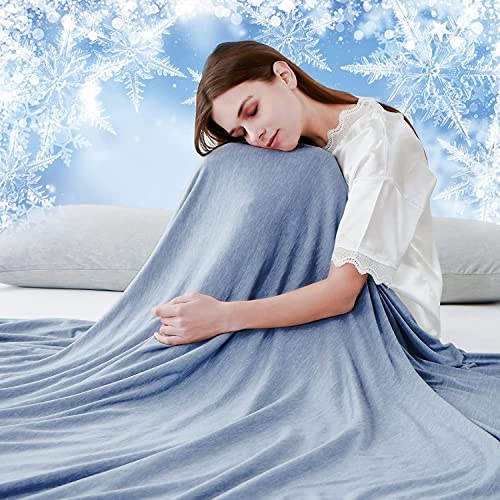 Luxear selbstkühlende Decke, Arc-Chill Q-Max 0,5 Kühldecke, 2 in 1 Doppelseitige Dünne Sommerdecke Baumwolle, kühlende Decke für Menschen Bettüberwurf Babydecke Kuscheldecke, 150 x 200cm Blau von Luxear