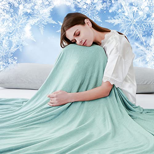 Luxear Selbstkühlende Decke, Arc-Chill Q-Max 0,5 Kühldecke, 2 in 1 Doppelseitige Dünne Sommerdecke Baumwolle, Kühlende Decke für Menschen Bettüberwurf Babydecke Kuscheldecke, 220 x 200cm-grün von Luxear