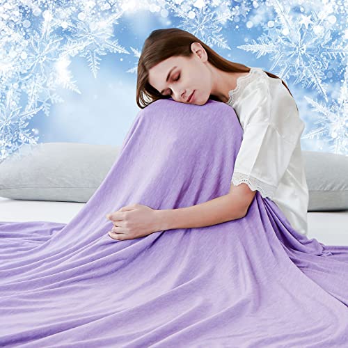 Luxear selbstkühlende Decke, Arc-Chill Q-Max 0,5 Kühldecke, 2 in 1 doppelseitige dünne Sommerdecke Baumwolle, kühlende Decke für Menschen Bettüberwurf Babydecke Kuscheldecke, 220 x 200cm-lila von Luxear