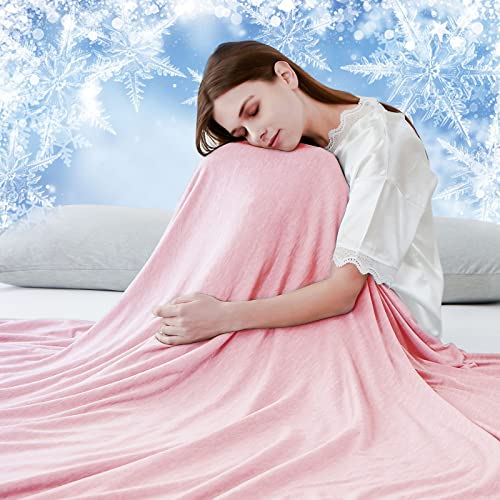 Luxear selbstkühlende Decke, Arc-Chill Q-Max 0,5 Kühldecke, 2 in 1 doppelseitige dünne Sommerdecke Baumwolle, kühlende Decke für Menschen Bettüberwurf Babydecke Kuscheldecke, 130 x 170cm-rosa von Luxear