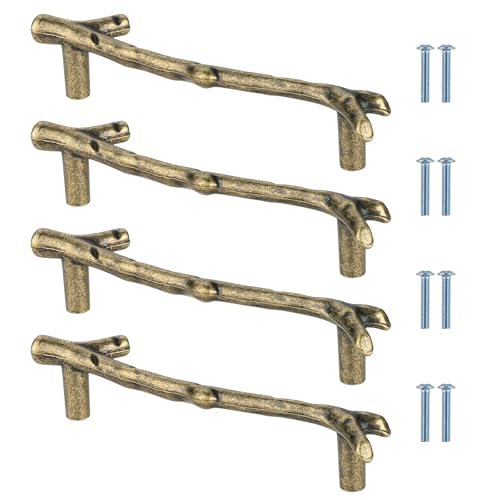 Luxeu Tablett Griffe, 4 Stück Küchengriffe Edelstahl 96mm Lochabstand, Astform Griffe Vintage, mit 8 Stück Schrauben, für Harz-Tablett, Epoxidharz-Gussuntersetzer (Bronze) von Luxeu