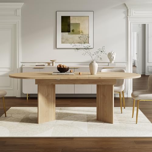 Luxeza Ausziehbarer Esstisch 120/160 * 80 cm, geeignet für 4–6 Personen, mit abgerundeten Ecken, verdickte Tischplatte, ausziehbarer Esstisch im einfachen Stil (Eichenfarbe) von Luxeza