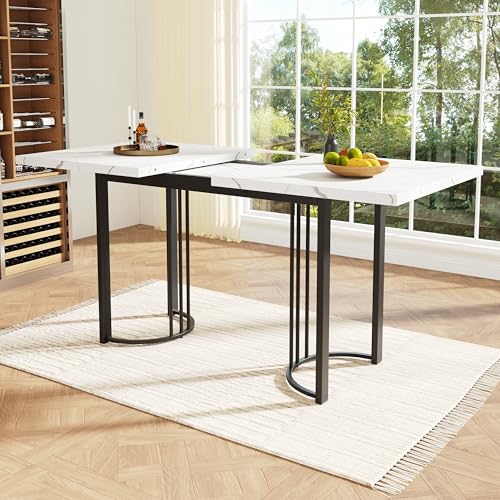 Luxeza Esstisch Teleskoptisch(140-179.5×80cm),Ausziehbarer,platzsparender Küchentisch, Gestell aus Metall Rechteckiger Esstisch für Esszimmer Wohnzimmer von Luxeza
