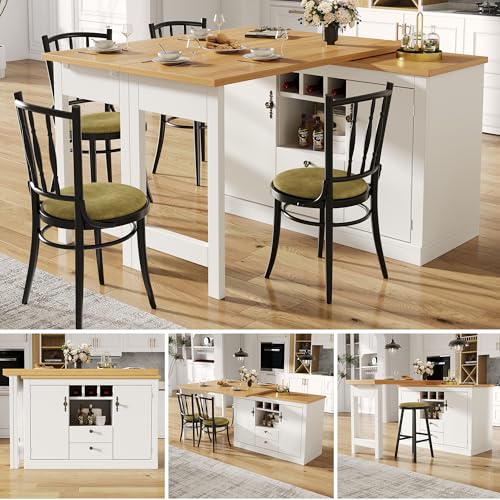 Luxeza Hochwertiger Ausziehbarer Bartisch mit 360° Drehfunktion und Stauraum, Breite verstellbar von 120-180cm, Wohnzimmer, Esszimmer, Homeoffice, ausziehbarer Design-Stehtisch (Weiß) von Luxeza