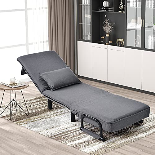 Luxeza Umwandelbarer Schlafsofa-Schlafsessel, verstellbare Rückenlehne mit 6 Positionen, klappbarer Sessel mit Kissen, gepolsterter Sitz, Freizeit-Chaiselounge-Couch für Zuhause, Büro von Luxeza
