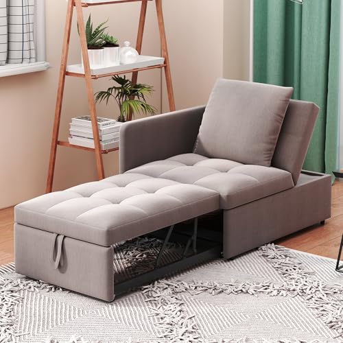 Polsterbett Schlafsofa 3 in 1 Multifunktions-Schlafsofa, Leinenstoffsofa mit Verstellbarer Rückenlehne, Liegesofa für kleine Räume(ohne Matratze) von Luxeza
