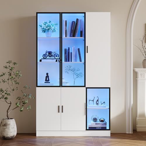 vitrine,Glasvitrine Glasschrank Tür 200cm hoch Vitrinenschrank mit LED Lichtern,MultiStorage Bücherregal für Sammlung Schlafzimmer Wohnzimmer Büro,Schrank mit Glastür mit Aluminiumrahmen 120*35*200cm vitrine,Glasvitrine Glasschrank Tür 200cm hoch Vitrinenschrank mit LED Lichtern,MultiStorage Bücherregal für Sammlung Schlafzimmer Wohnzimmer Büro,Schrank mit Glastür mit Aluminiumrahmen 120*35*200cm von Luxeza