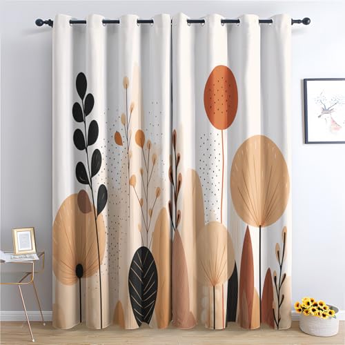 Luxfieo Blätter Vorhänge Modern Botanisch Vorhang Blickdicht Gardinen Verdunklungsvorhänge mit Ösen Thermovorhang für Wohnzimmer Schlafzimmer Kinderzimmer Fenster Deko 2er Set H 200 x B 140 cm W#117 von Luxfieo