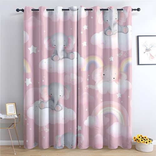 Luxfieo Elefant Vorhänge Mädchen Süße Cartoon Regenbogen Vorhang Blickdicht Gardinen 175 cm Hoch Verdunklungsvorhänge mit Ösen Thermovorhang für Wohnzimmer Schlafzimmer Fenster Deko 2er Set T#226 Luxfieo Elefant Vorhänge Mädchen Süße Cartoon Regenbogen Vorhang Blickdicht Gardinen 175 cm Hoch Verdunklungsvorhänge mit Ösen Thermovorhang für Wohnzimmer Schlafzimmer Fenster Deko 2er Set T#226 von Luxfieo