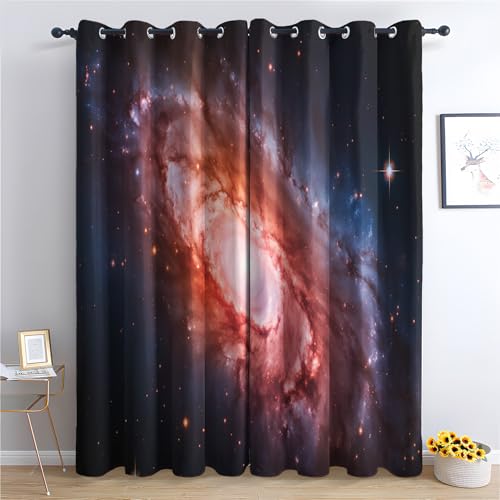 Luxfieo Galaxie Vorhänge Weltraum Sternenhimmel Vorhang Blickdicht Gardinen Verdunklungsvorhänge mit Ösen Thermovorhang für Wohnzimmer Schlafzimmer Fenster Deko 2er Set H 137 x B 117 cm W#415 von Luxfieo